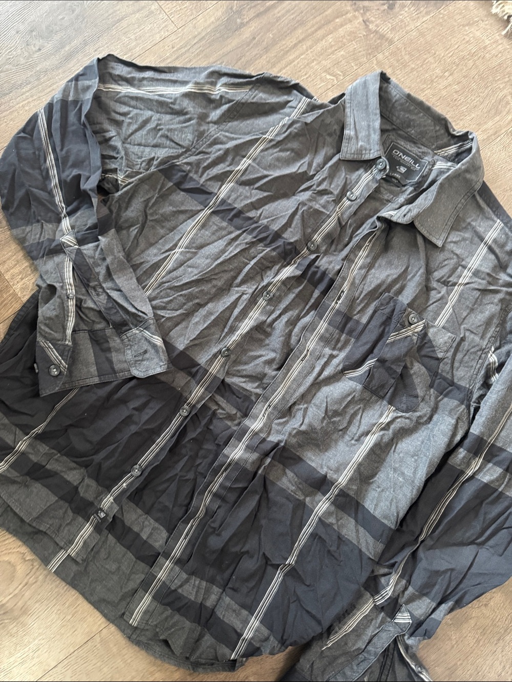 O'Neill Black & Gray Plaid Long-Sleeve Shirt